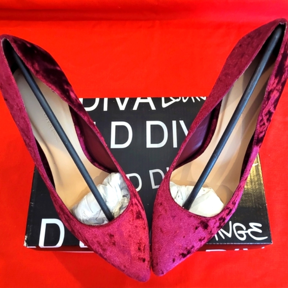 ✨️📿👠Diva Lounge Burgundy Stiletto Heels with Pointed Toe👗✨️